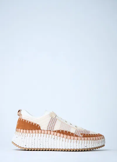 Chloé Natural Nama Trainer In Recycled Nylon In Multi
