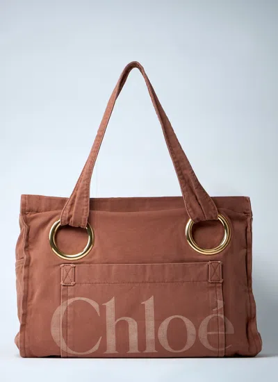 Chloé Medium Plage Tote Bag In Orange