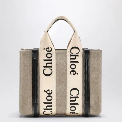 Chloé Woody Little Bag In Beige Canvas Women