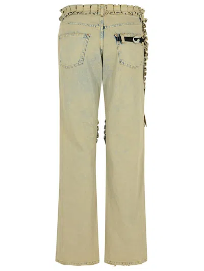 Coperni Ruffle-detail Cut-out Boyfriend Jeans In White