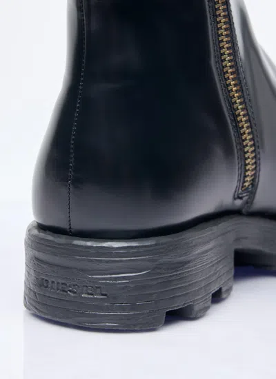Diesel D-hammer Zip D Denim Ankle Boots In Black