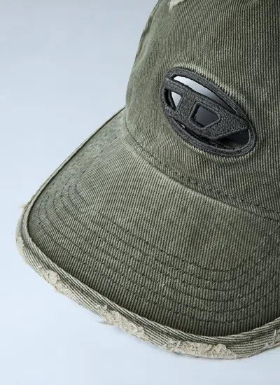 Diesel Logo-detail Frayed-brim Baseball Cap In Green