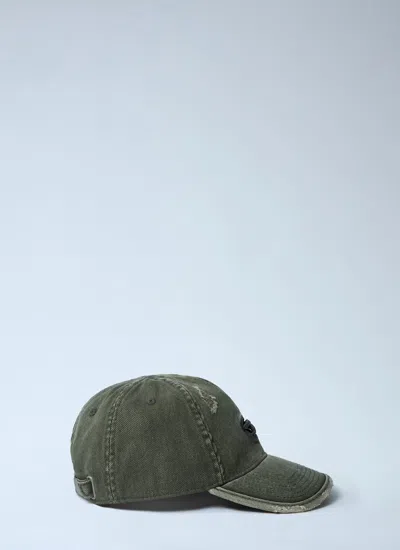 Diesel Logo-detail Frayed-brim Baseball Cap In Green