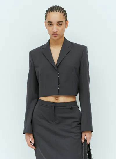 Diesel "g-milla-p1" Cropped Wool Blazer With Sartorial Lapels In Black