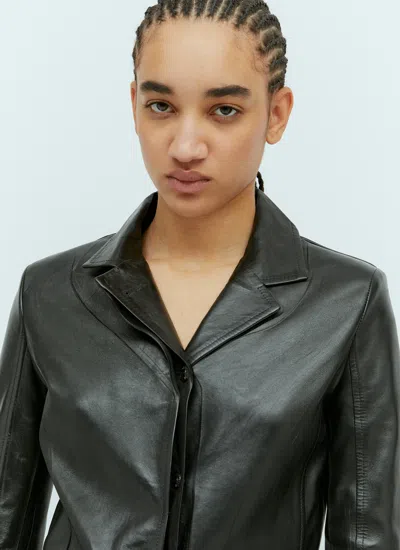 Diesel Women L-ory Leather And Denim Coat In Black