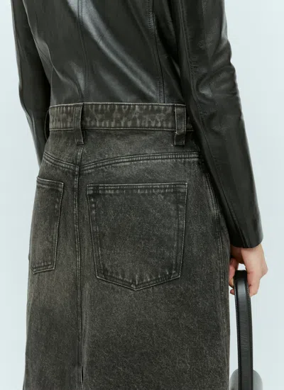 Diesel Women L-ory Leather And Denim Coat In Black