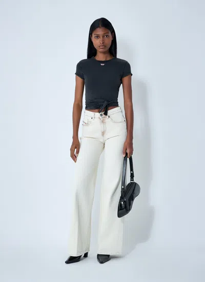 Diesel T-bunny Tail-r1 Wraparound Cropped T-shirt In Gray