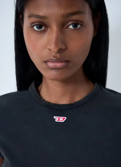 Diesel T-bunny Tail-r1 Wraparound Cropped T-shirt In Gray