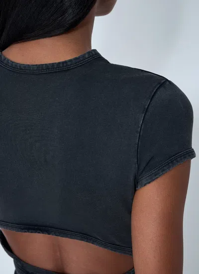 Diesel T-bunny Tail-r1 Wraparound Cropped T-shirt In Gray