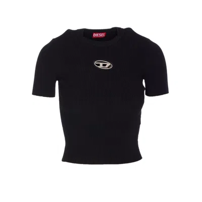 Diesel Women T-uncutie-long-od-q1 Slim T-shirt In Black Organic Jersey In Black