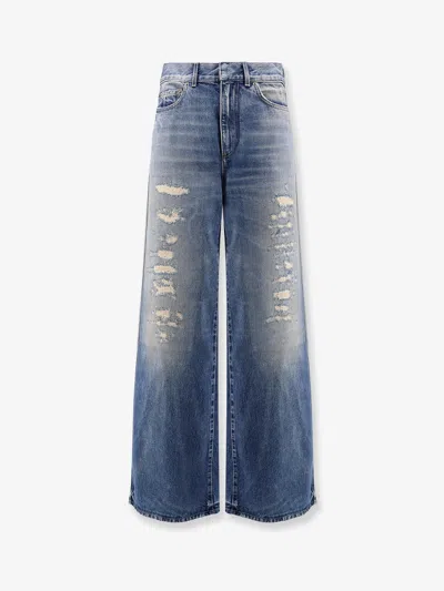 Dior Women Flared Jeans With Destroyed Effect In Blue