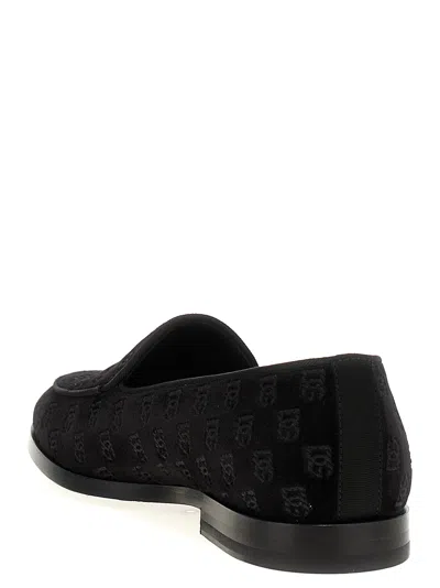 Dolce & Gabbana Black Dg Crown Embroidery Loafers Slip On Shoes