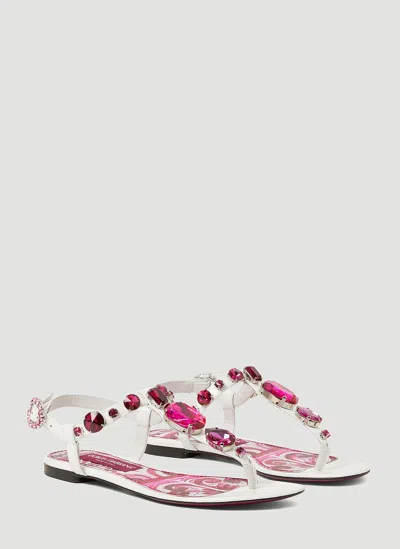 Dolce & Gabbana 10mm Patent Leather Thong Sandals In White
