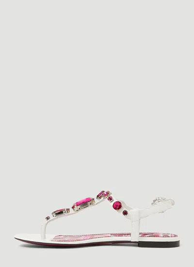Dolce & Gabbana 10mm Patent Leather Thong Sandals In White