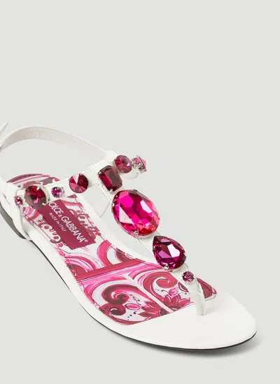 Dolce & Gabbana 10mm Patent Leather Thong Sandals In White
