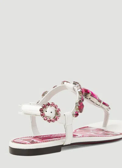 Dolce & Gabbana 10mm Patent Leather Thong Sandals In White