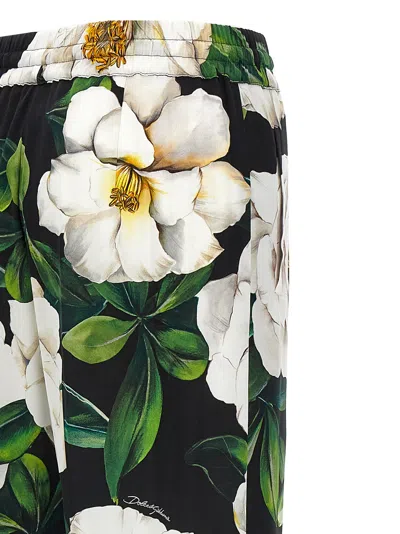 Dolce & Gabbana High-waisted Floral-print Stretch Silk Charmeuse Pants In Green