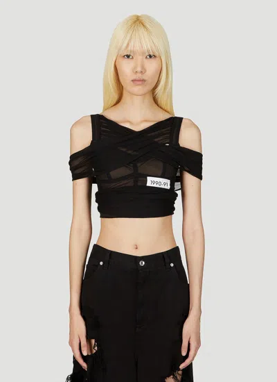 Dolce & Gabbana Women Kim Mesh Cross Over Top In Black