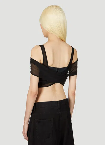 Dolce & Gabbana Women Kim Mesh Cross Over Top In Black
