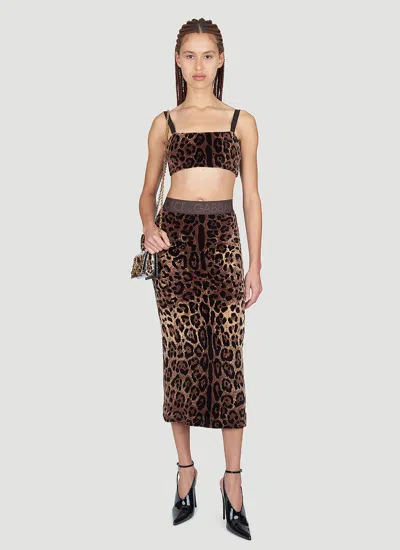 Dolce & Gabbana Cropped Leopard-jacquard Cotton-blend Chenille Top
