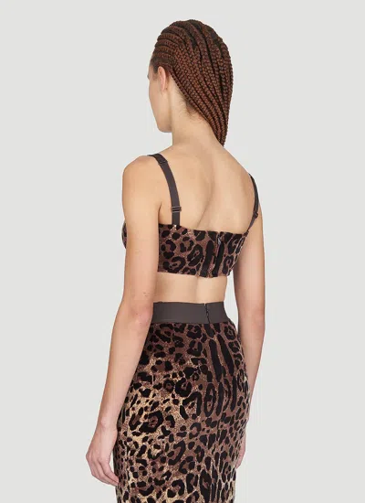 Dolce & Gabbana Cropped Leopard-jacquard Cotton-blend Chenille Top