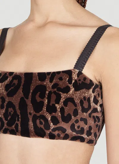 Dolce & Gabbana Cropped Leopard-jacquard Cotton-blend Chenille Top