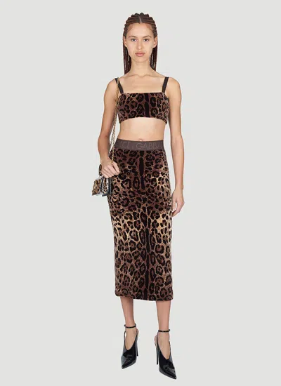Dolce & Gabbana Women Leopard Print Midi Skirt In Animal Print