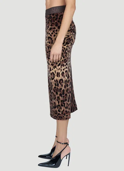 Dolce & Gabbana Women Leopard Print Midi Skirt In Animal Print