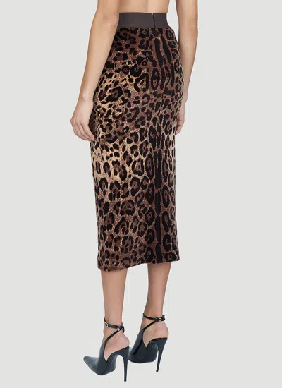 Dolce & Gabbana Women Leopard Print Midi Skirt In Animal Print