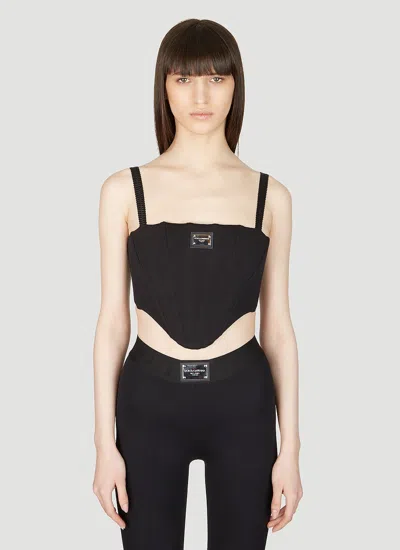 Dolce & Gabbana Square Collar Logo Sling In Black