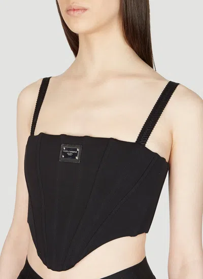 Dolce & Gabbana Square Collar Logo Sling In Black