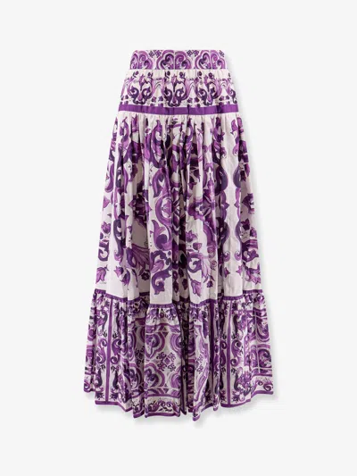 Dolce & Gabbana Women Long Skirt With Maiolica Print