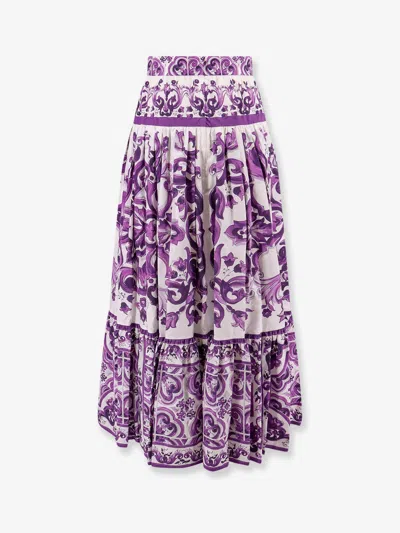 Dolce & Gabbana Women Long Skirt With Maiolica Print