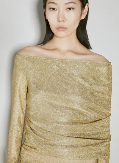 Dolce & Gabbana Lurex Longuette Midi Dress With Detachable Sleeve