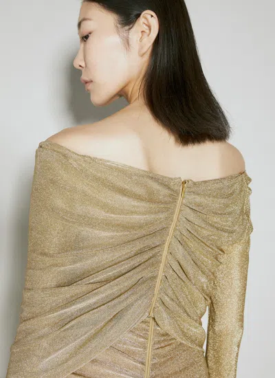 Dolce & Gabbana Lurex Longuette Midi Dress With Detachable Sleeve