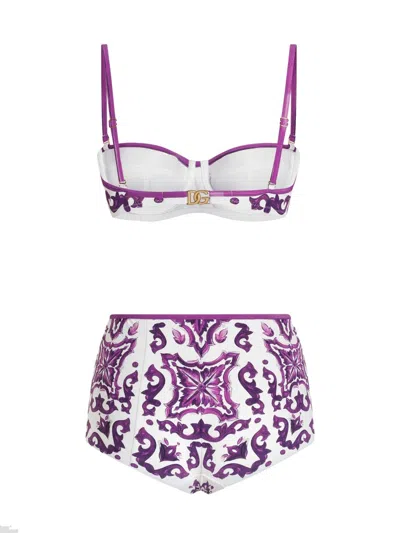 Dolce & Gabbana Women Majolica Print Bikini Swimsuit In Multi