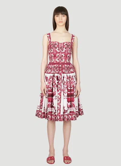 Dolce & Gabbana Women Majolica Print Dress In Gray