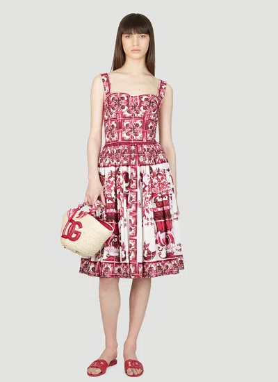 Dolce & Gabbana Women Majolica Print Dress In Gray
