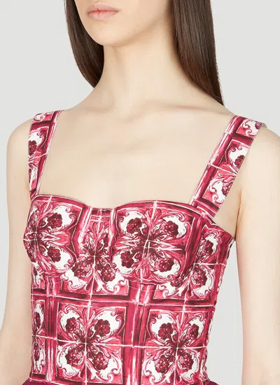 Dolce & Gabbana Women Majolica Print Dress In Gray