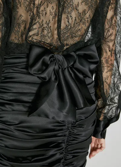 Dolce & Gabbana Women Ruched Silk Mini Skirt In Black