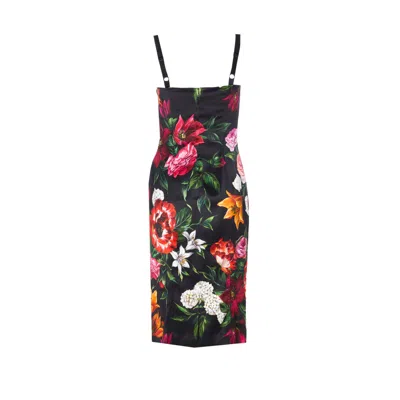 Dolce & Gabbana Anemone Floral Satin Bustier Dress In Multi
