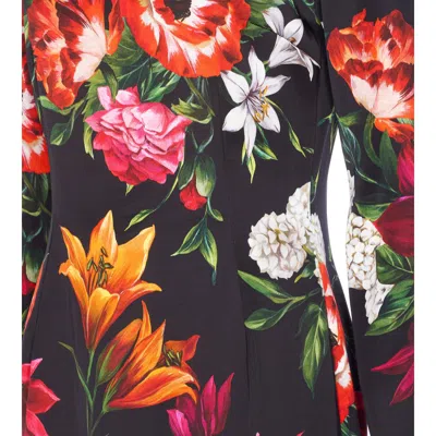 Dolce & Gabbana Flower Print Satin Midi Dress In Multi
