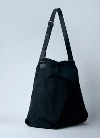 Dries Van Noten Men Canvas Shoulder Bag In Black