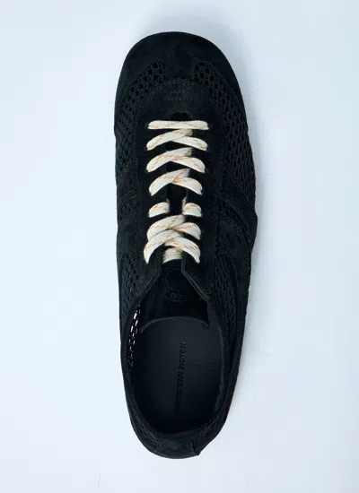 Dries Van Noten Men Mesh Low-top Sneakers In Black