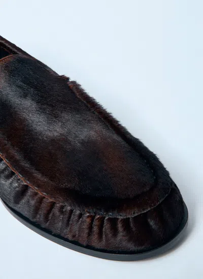 Dries Van Noten Women Calf Hair Loafers In Brown