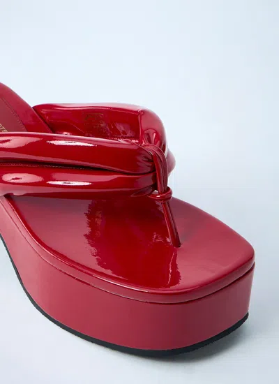 Dries Van Noten 60 Patent Leather Thong Sandals In Red