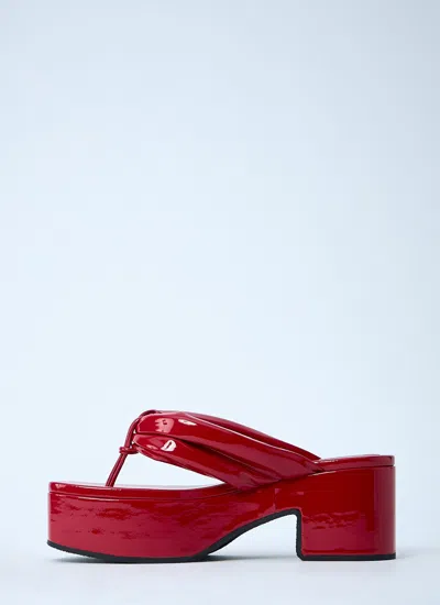 Dries Van Noten 60 Patent Leather Thong Sandals In Red