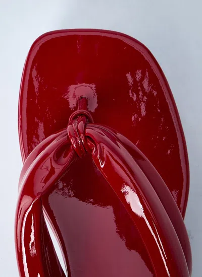 Dries Van Noten 60 Patent Leather Thong Sandals In Red