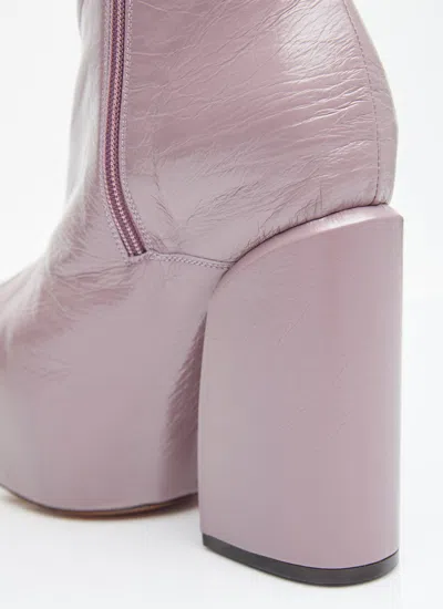 Dries Van Noten Women Platform Heel Leather Boots In Multi