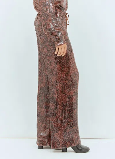 Dries Van Noten Brown Wide Trousers With Micro Sequins In Brown